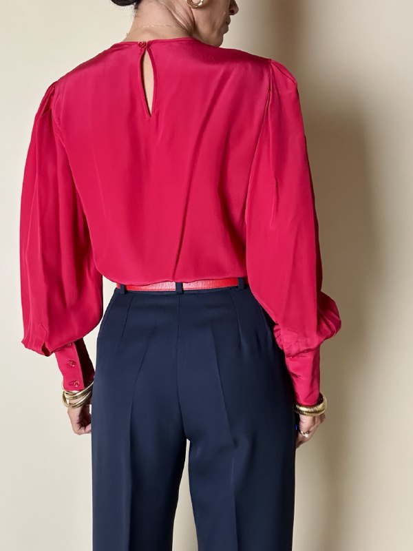 Blusa Yves Saint Laurent Variation in pura seta rossa