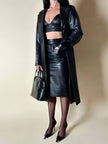 Cappotto/Robe Manteau vintage in pelle nera con spacco posteriore The Bomb