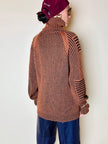 Dolcevita oversize con maxi collo in misto lana a coste larghe ruggine e nero