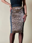 Longuette leopardata con riporti in tela grigia “D&G”