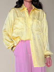 Camicia oversize in seta Jacquard giallo pastello “È Seta”