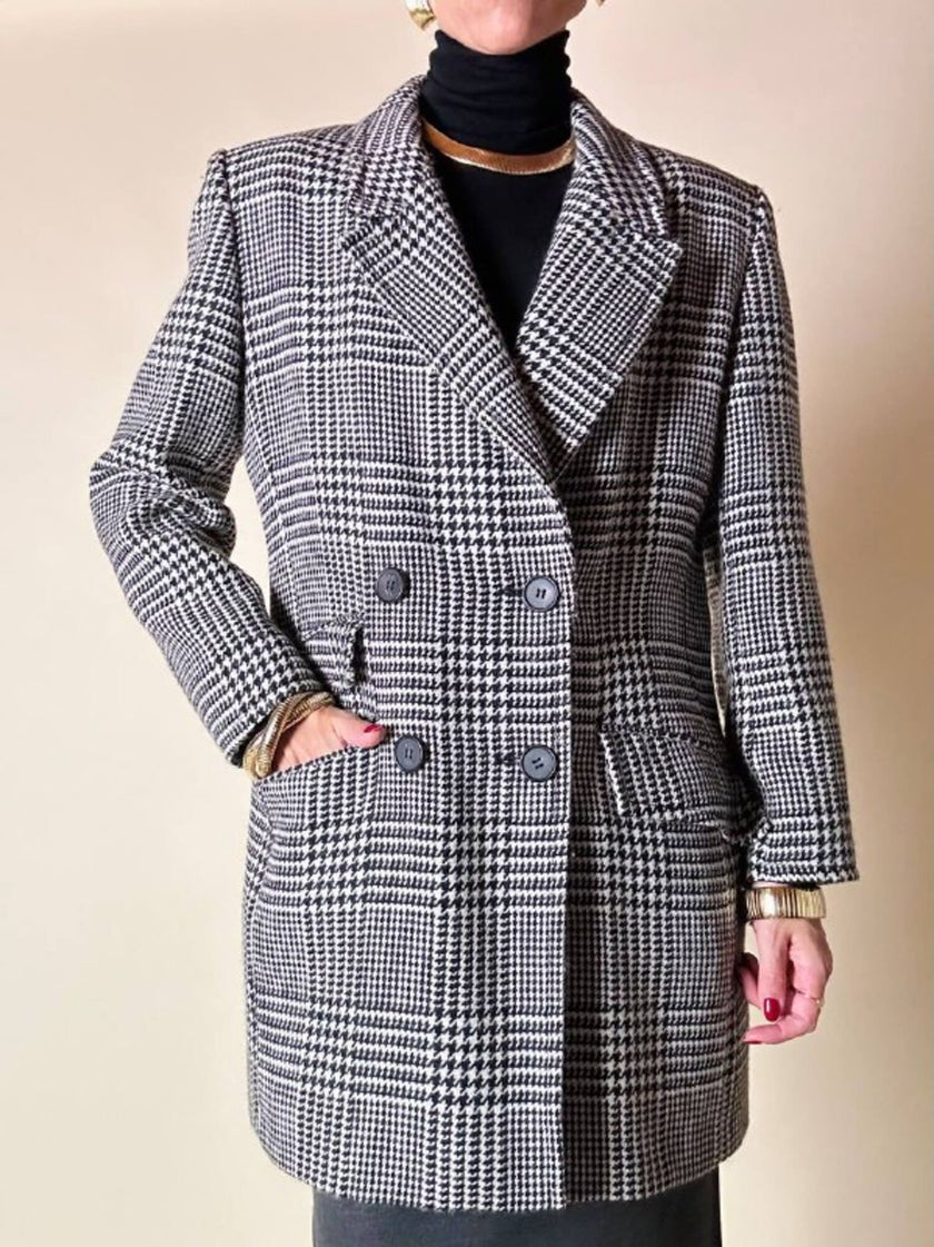 Blazer doppiopetto in lana principe di Galles “Yves Saint Laurent”