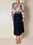 Blusa in seta bianca Jacquard fantasia floreale multicolor “Hale Bob”