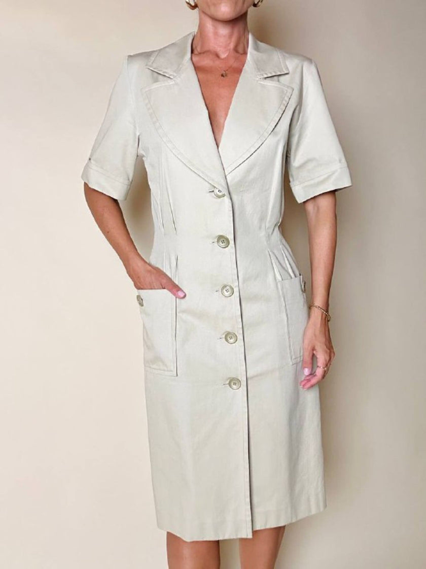 Chemisier Yves Saint Laurent in cotone beige
