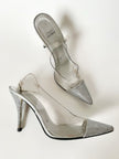 Slingback vintage a punta in plexi e strass argento Stuart Weitzman