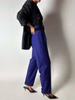 Pantalone vintage Cristina Gavioli a vita con piega in lana blu violetto