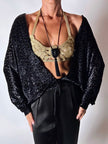 Giacca vintage Valeria Ferri in velluto di seta dévoré nero e lurex