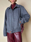 Bomber Yves Saint Laurent in lana grigio mélange con bottoni color cuoio