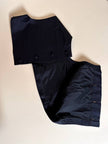 Abito sartoriale in shantung nero con bolero in coordinato