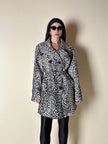Giaccone vintage Fendissime in ecopelle bianca fantasia leopardo floccata nera