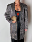 Blazer vintage Gianni Versace in seta goffrata a righe nere e avorio