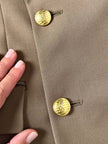 Blazer vintage Yves Saint Laurent in lana cachi doppiopetto con bottoni logati oro