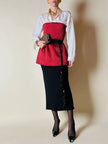 Bustier couture in seta operata rosso sangria