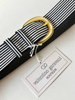 Vintage Valentino Garavani black and white striped belt with metal and resin hardware
