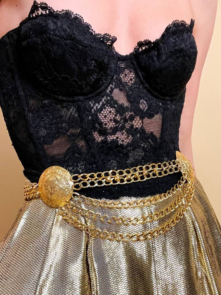 Bustier nero in pizzo macramè “La Perla”