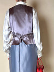 Completo gonna/gilet in raso grigio azzurro “Yves Saint Laurent”