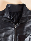 Schwarze Lederjacke in Ton-in-Ton-Patchwork-Verarbeitung „Ilaria F.“