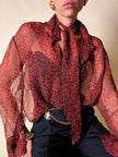 Blusa rossa in chiffon micro fantasia “Yves Saint Laurent”
