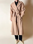 Cappotto vintage Kamaé modello vestaglia in lana e cachemire cammello chiaro
