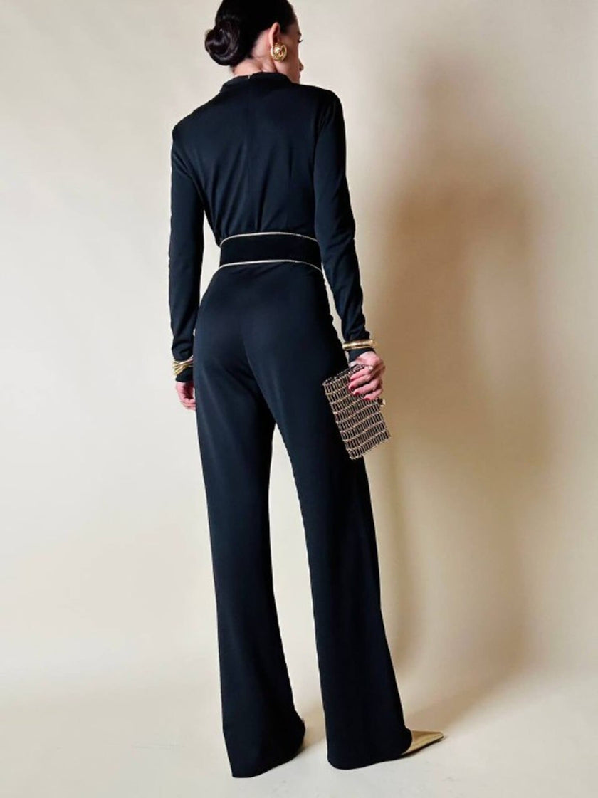 Jumpsuit nera in jersey “Solleciti”