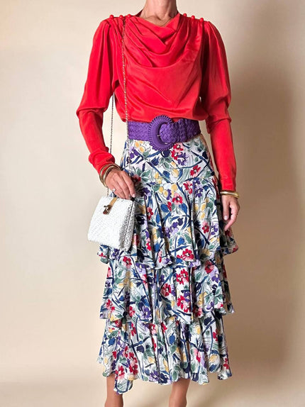 Blusa rossa con scollo drappeggiato “Yves Saint Laurent”