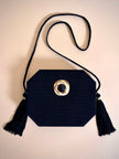 Sac octogonal en satin et tissu gros-grain « Lanvin »