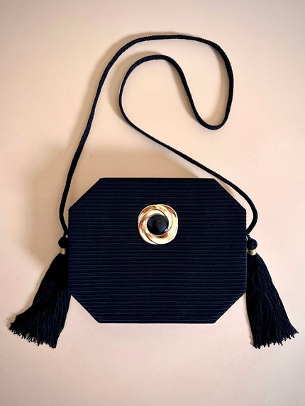“Lanvin” octagonal satin and grosgrain bag
