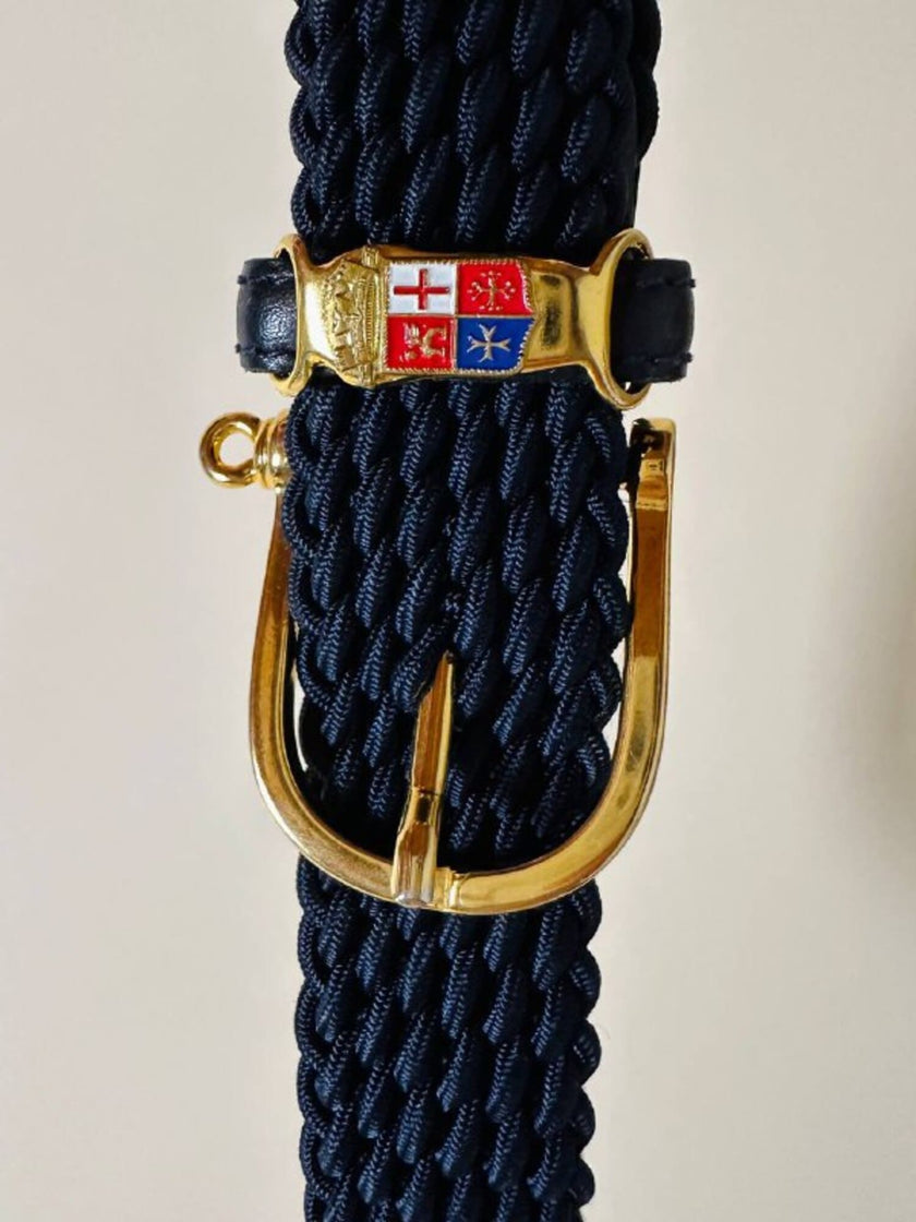 Cintura intrecciata blu navy con stemma delle Repubbliche Marinare