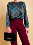 Blusa in raso di seta tartan 