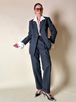 Tailleur gessato giacca/pantalone in lana grigio antracite “Antonio Fusco”