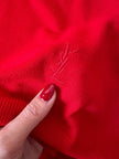 Lupetto in lana rossa con logo ricamato “Yves Saint Laurent”