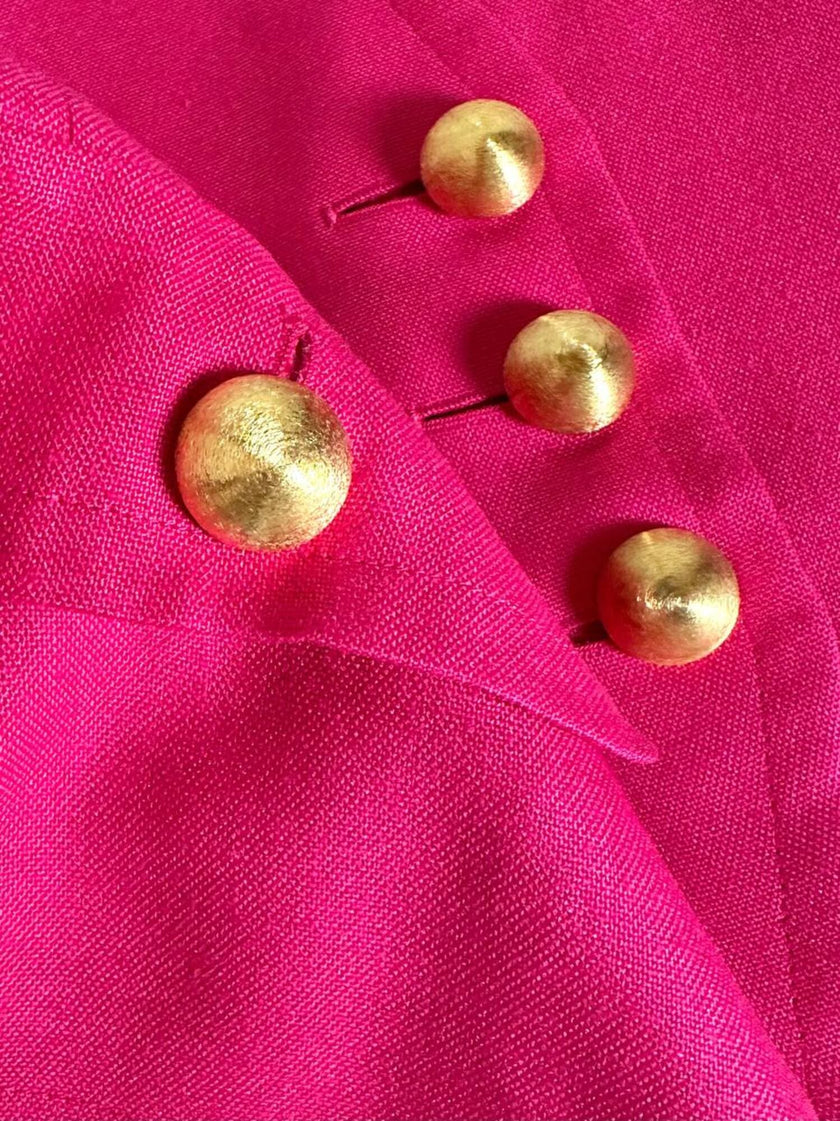 Blazer fucsia con bottoni gioiello dorati in metallo satinato “Yves Saint Laurent”