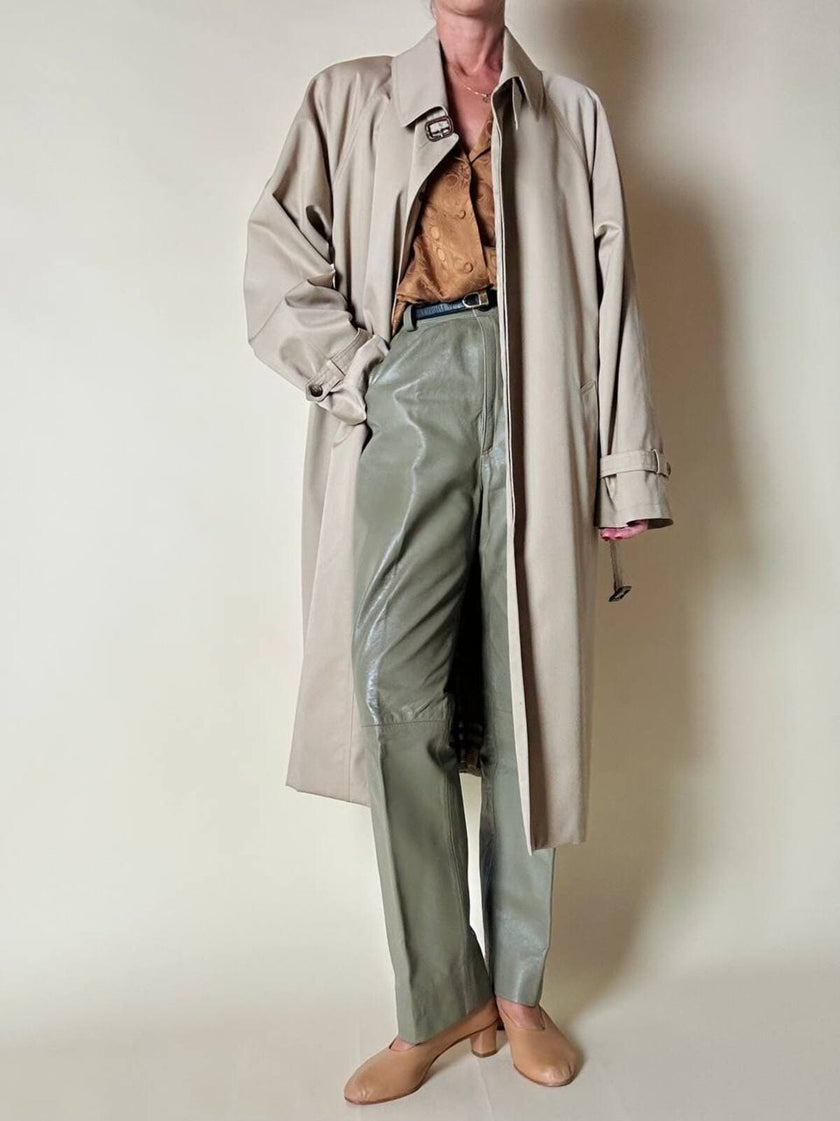 Trench color sabbia con fodera tartan “Idrostop”
