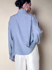 Camicia in seta Jacquard gray con logo YSL allover