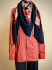 Scialle in lana nera con fiori barocchi
