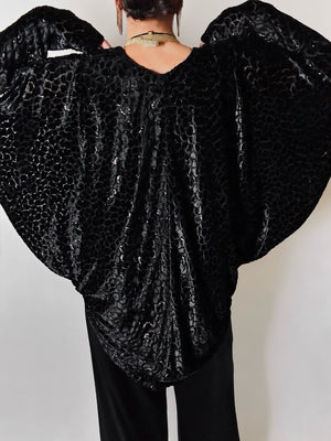Giacca vintage Valeria Ferri in velluto di seta dévoré nero e lurex