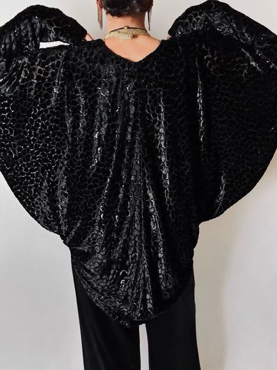 Giacca vintage Valeria Ferri in velluto di seta dévoré nero e lurex