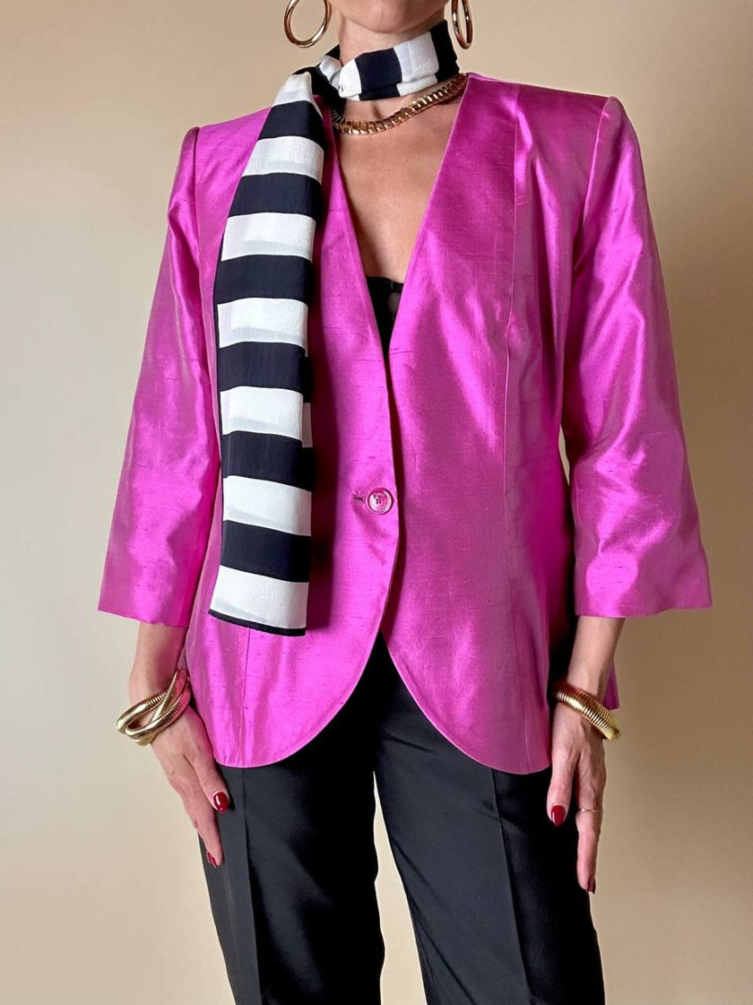 Blazer in shantung di seta ciclamino “Yves Saint Laurent”