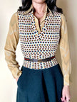 Vintage Missoni-Weste aus strukturierter Wolle in Cremeweiß mit buntem Muster