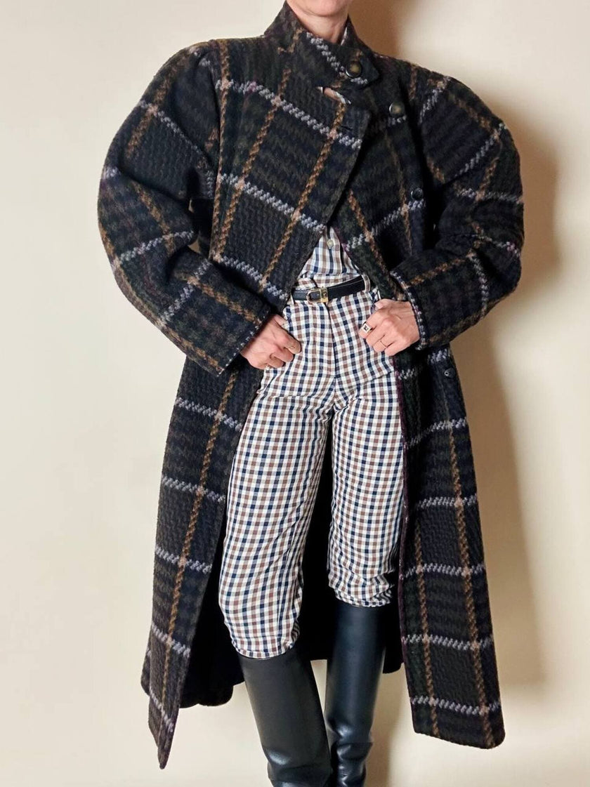 Cappotto lungo in pura lana vergine  fantasia tartan Fashion By Classic