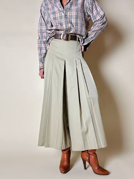 Gonna/pantalone color sabbia con dettaglio plissé