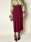 Cacharel burgundy crepe wrap-effect midi skirt