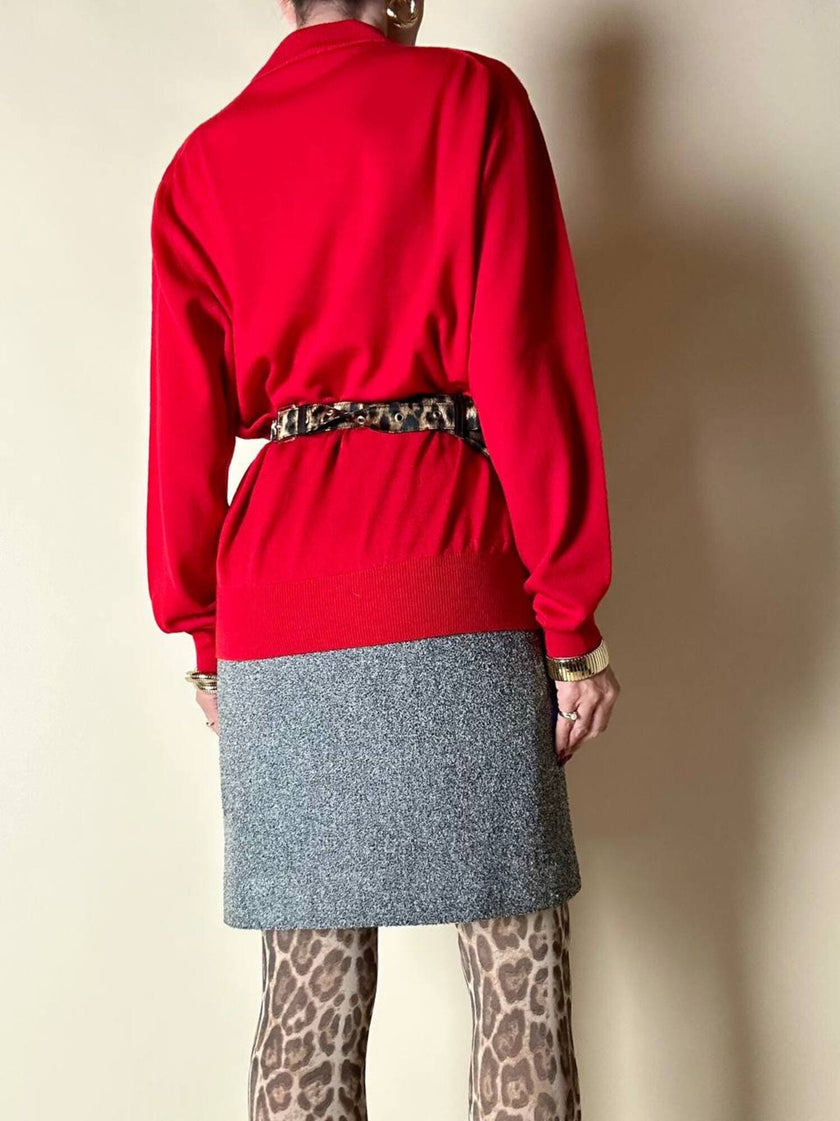 Lupetto in lana rossa con logo ricamato “Yves Saint Laurent”