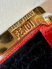 Cintura rossa in tessuto Jaquard con fibbia logo dorata “Fendi”