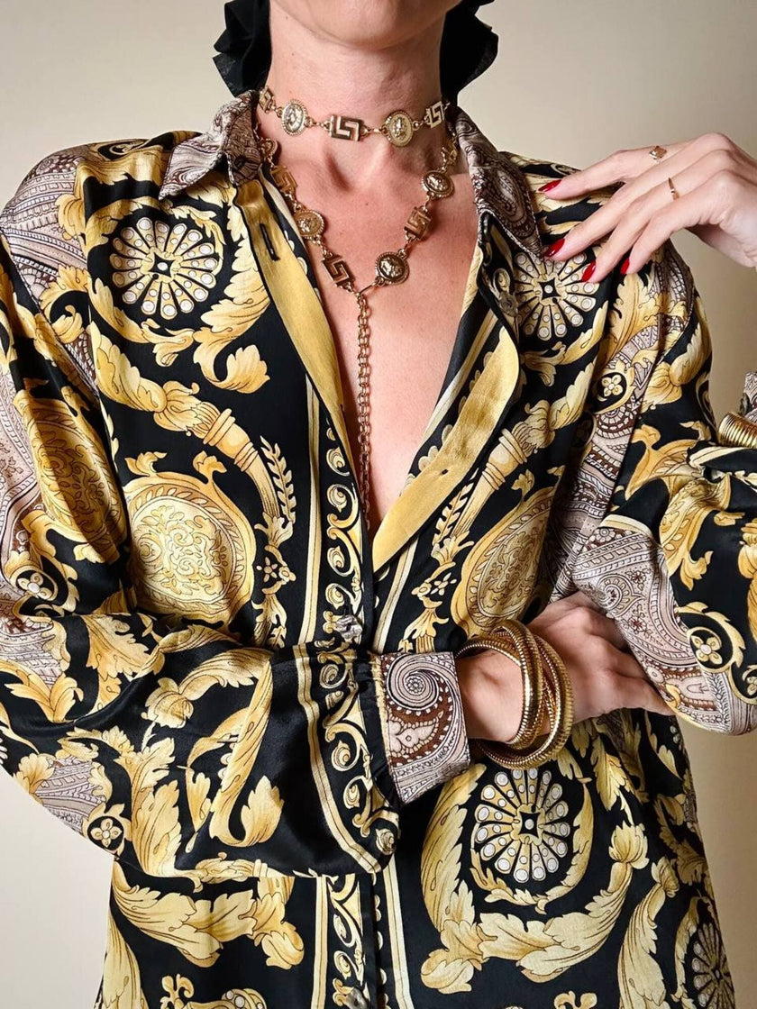 Camicia in misto seta fantasia barocca