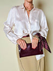 Mini foulard vintage Yves Saint Laurent bordeaux con loghi avorio