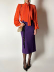 Gonna longuette Letizia De Meo in maglia viola a coste