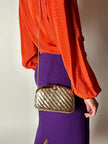 Camicia vintage Scherrer Boutique con nastro al collo in seta jacquard zucca