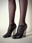Sandali Cage Yves Saint Laurent in Vernice Nera con Tacco Scultura – SS 2009