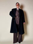 Blazer doppiopetto in lana color cioccolato “Yves Saint Laurent” con pantalone abbinato